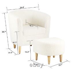 Fabric Lounge Chair with Footstool Modern Upholstered Accent Armchair Couches