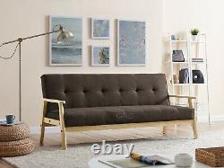 Fabric Sofa Bed 3 Seater Wooden Frame Scandinavian Design Sofabed Recliner