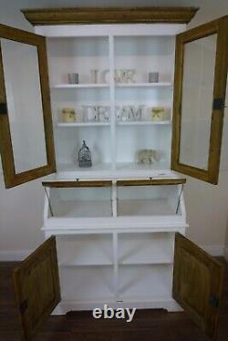 Farmhouse Kitchen Dresser In White/weathered Oak, Vintage Style Two Door Cabinet