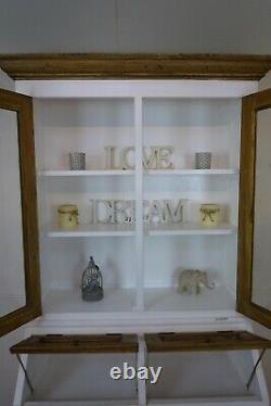 Farmhouse Kitchen Dresser In White/weathered Oak, Vintage Style Two Door Cabinet