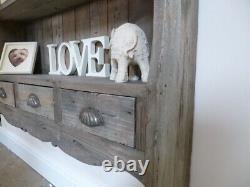 Farmhouse Style Large Wooden Wall Rack Rustic Look Solid Wood