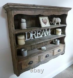Farmhouse Wooden Wall Rack In A Weathered Oak Finish