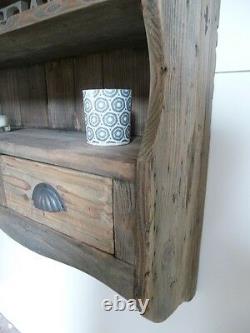 Farmhouse Wooden Wall Rack In A Weathered Oak Finish