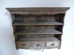 Farmhouse Wooden Wall Rack In A Weathered Style Oak Finish Shelving Unit