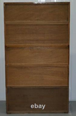 Five Section 1960's Simplex Medium Oak Stacking Legal Library Bookcase Glass