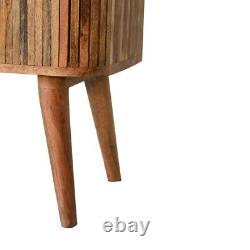 Fluted Bedside Table Solid Wood Ribbed Cabinet Scandinavian Nightstand Boren