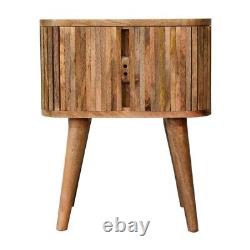 Fluted Bedside Table Solid Wood Ribbed Cabinet Scandinavian Nightstand Boren