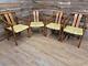 Four Brutalist Style Oak Carver Chairs Possibly American Removable Padded Seats