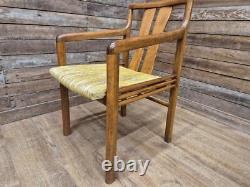 Four Brutalist Style Oak Carver Chairs Possibly American Removable Padded Seats