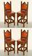 Four Fine Restored Brown Leather Gothic Revival Steeple Back Kitchen Bar Stools