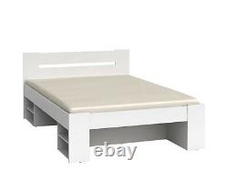 Great double bed with shelfs and drawers, spacious and comfortable, white