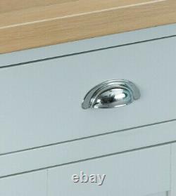 Grey Large 4 Door Sideboard / Hartwell Painted Oak Wide Cabinet Storage Cupboard