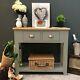 Grey Oak Console Table / Painted Solid Wood Hallway Table / Brand New / Grateley