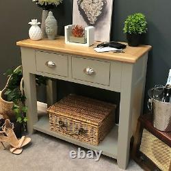 Grey Oak Console Table / Painted Solid Wood Hallway Table / Brand New / Grateley