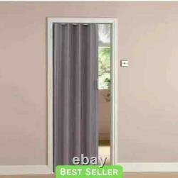 Grey Oak Effect Bi Folding Door PVC Panel Magnetic Sliding Accordion Concertina