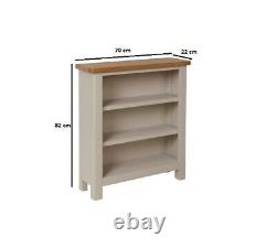 Grey Small Bookcase / Painted Oak Low Wide Book Shelf / Dovedale Mini Bookshelf