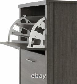 Grey Wood Grain Effect 3 Drawer Shoe Cabinet W63cm x D30cm x H117.5cm LACEY
