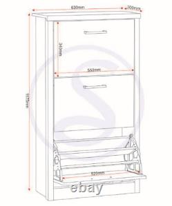 Grey Wood Grain Effect 3 Drawer Shoe Cabinet W63cm x D30cm x H117.5cm LACEY