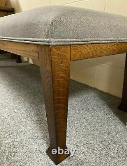 HUGE Dining Bench Reupholstered Grey Country FarmHouse Solid Oak Arts & Crafts