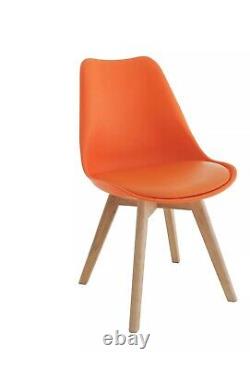 Habitat Jerry Pair of Dining Chairs Solid Wooden Legs In Orange Cheapest On eBay