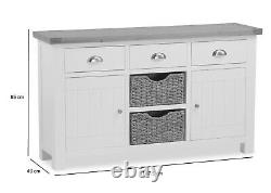 Hampshire Cream Painted Oak Large Sideboard / Wide Cabinet Storage Basket Unit