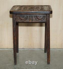 Hand Carved 1914 1919 Wwi Side Table Must See Pictures One Of A Kind Piece