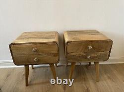 Hand Made Solid Mango Wood Bedside Tables (PAIR)