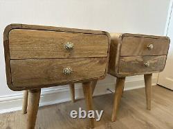 Hand Made Solid Mango Wood Bedside Tables (PAIR)