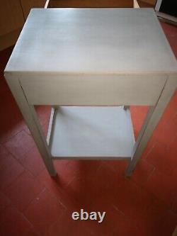 Hand Painted Lightly Distressed Solid Oak Telephone Table In Tallanstown Gray