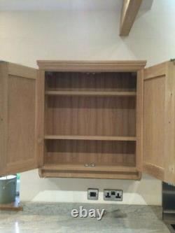 Handcrafted solid oak wall unit with cup hooks