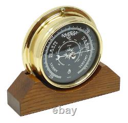 Handmade Solid Brass Prestige Barometer Mounted on an English Oak Mount