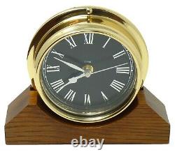 Handmade Solid Brass Roman Clock Mounted on a Dark Oak Mantel/Display Mount
