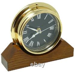 Handmade Solid Brass Roman Clock Mounted on a Dark Oak Mantel/Display Mount