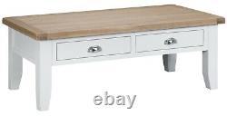 Hartwell White Large Coffee Table / Natural Oak Top / Painted Occasional Table
