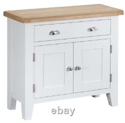 Hartwell White Small Sideboard / Natural Oak Top / Modern Painted Cabinet Unit