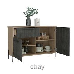 Harvard Small Sideboard With 2 Doors 1 Drawer Washed Carbon Grey Oak Effect