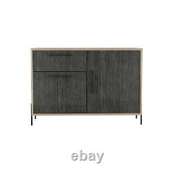 Harvard Small Sideboard With 2 Doors 1 Drawer Washed Carbon Grey Oak Effect