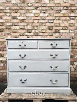 Heavy Solid Oak Antique Large Chest Of Drawers Commode