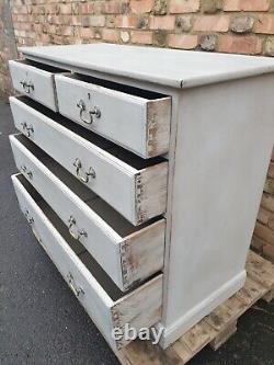 Heavy Solid Oak Antique Large Chest Of Drawers Commode