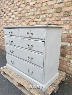 Heavy Solid Oak Antique Large Chest Of Drawers Commode