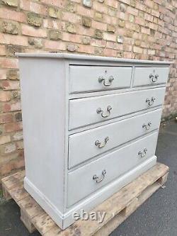 Heavy Solid Oak Antique Large Chest Of Drawers Commode