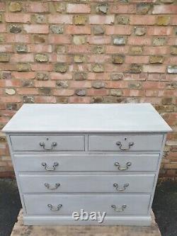 Heavy Solid Oak Antique Large Chest Of Drawers Commode