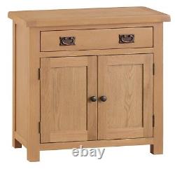 Hereford Modern Oak Small 2 Door 1 Drawer Sideboard / Solid Wood Mini Cabinet