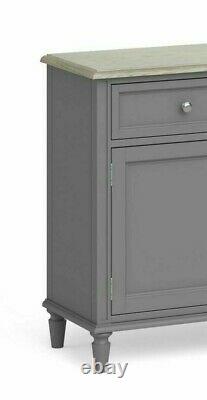 Holburn Grey Large Sideboard / Dark Painted 3 Door Cupboard Wide Storage Cabinet