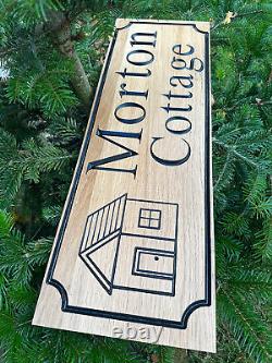 House Wooden Sign, Carved, Personalised Oak House Sign, Engraved Wooden Signs