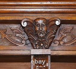 Huge Hand Ornately Carved Antique Victorian Oak Library Bookcase Cupboard Base