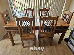 Indian Solid Oak Table & 6 Chairs