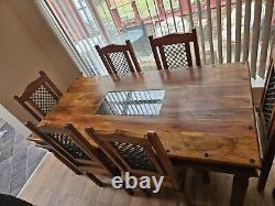 Indian Solid Oak Table & 6 Chairs