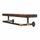 Industrial Clothes Rail And Solid Wooden Shelf Black & Brass Pipe Fittings