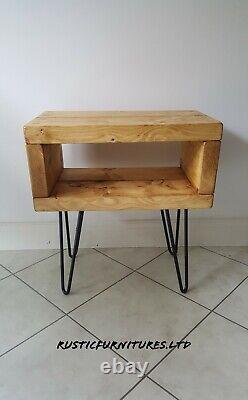 Industrial Hairpin Legs Bedside Table/Side Table/Lamp Table/Solid Pine Wood